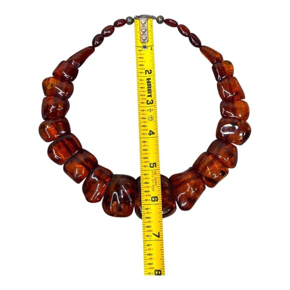 Vintage Collar Baltic Amber Beaded Statement Necklace Sterling Silver 925 Clasp - Picture 6 of 10